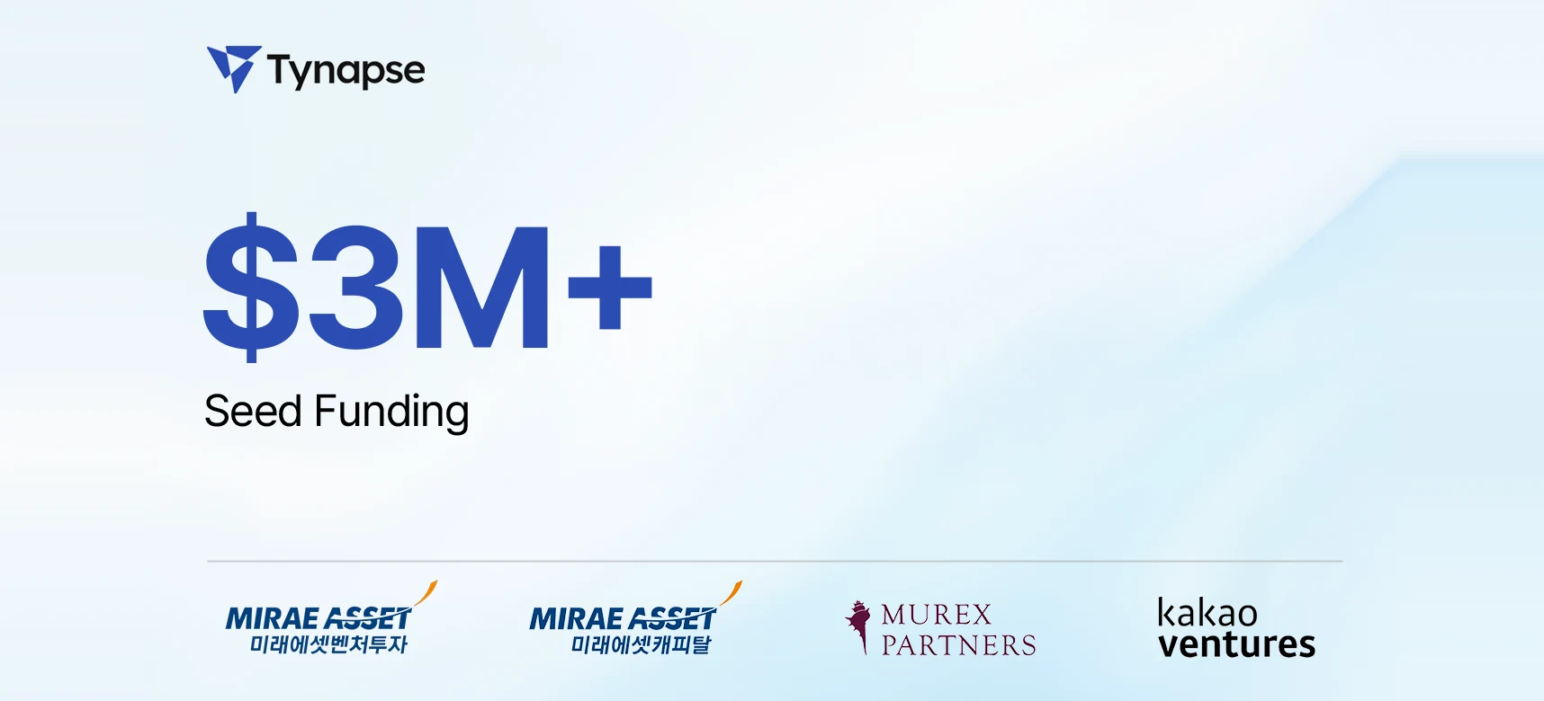 Tynapse $3M+ seed round - Mirae Asset Venture, Mirae Asset Capital, Murex Partners, Kakao Ventures